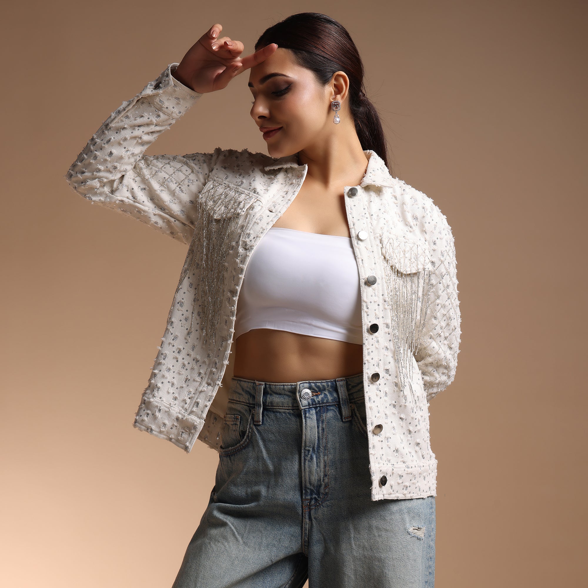 Ivory Horizon Denim Jacket